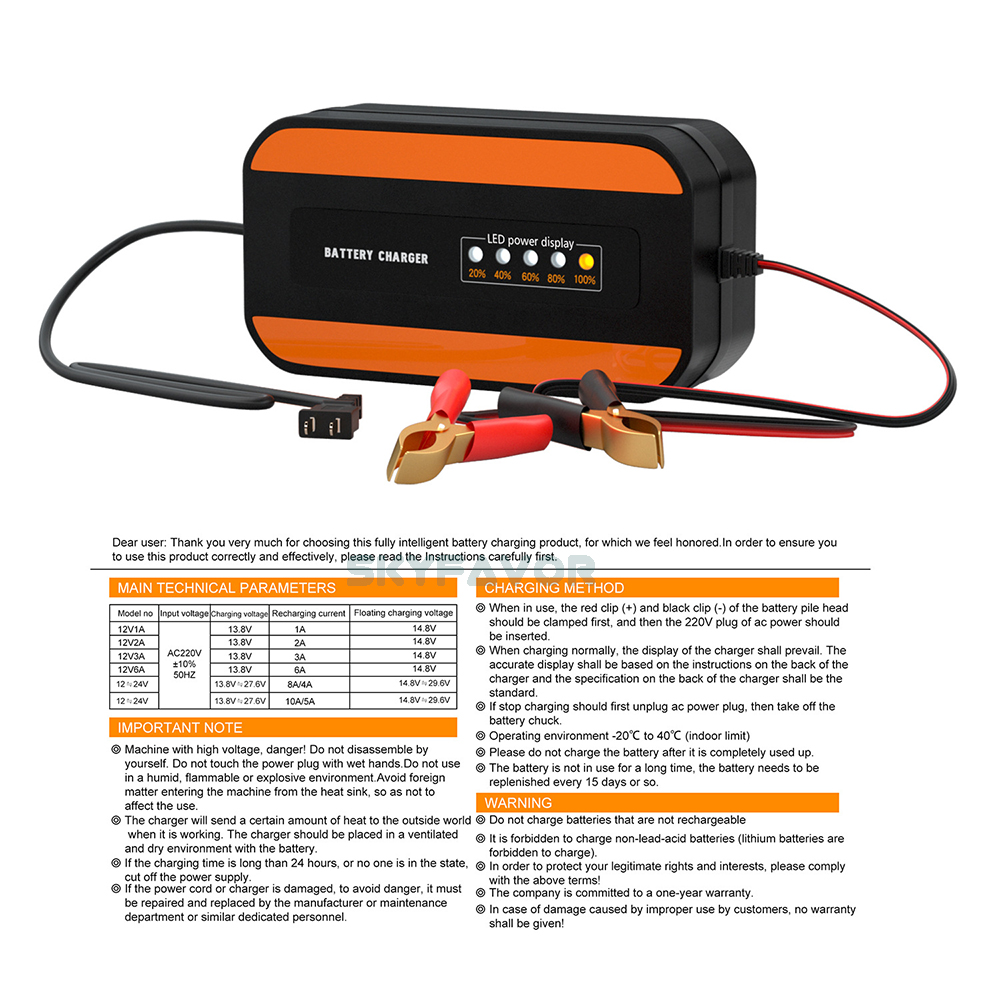 Fast Intelligent Car Battery Charger 12V 2A - Automatic Pulse Repair with LED Display for Lead Acid (Motorcycle) Battery Charger