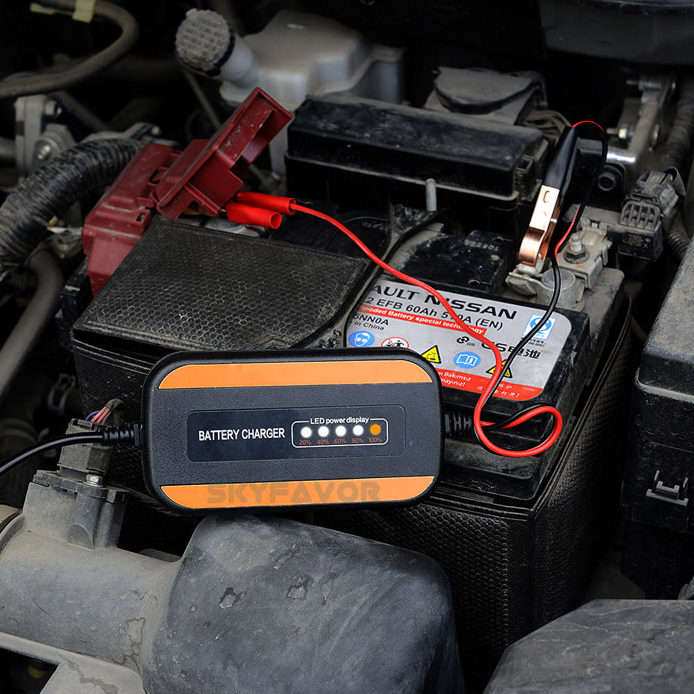 Fast Intelligent Car Battery Charger 12V 2A - Automatic Pulse Repair with LED Display for Lead Acid (Motorcycle) Battery Charger