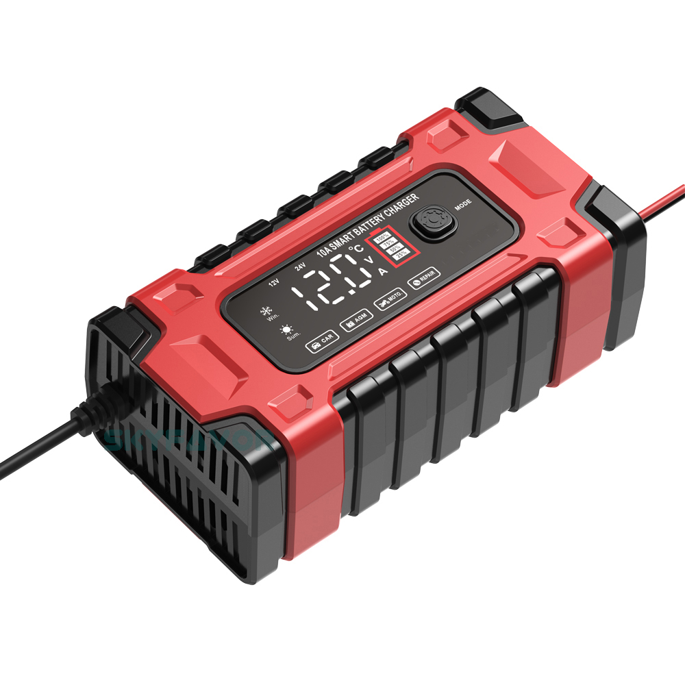 Professional 12V 24V Car Battery Charger 12V 24V 5A-10A Pulse Repair & OTP Protection for Gel/AGM Deep Cycle Car Battery Charger