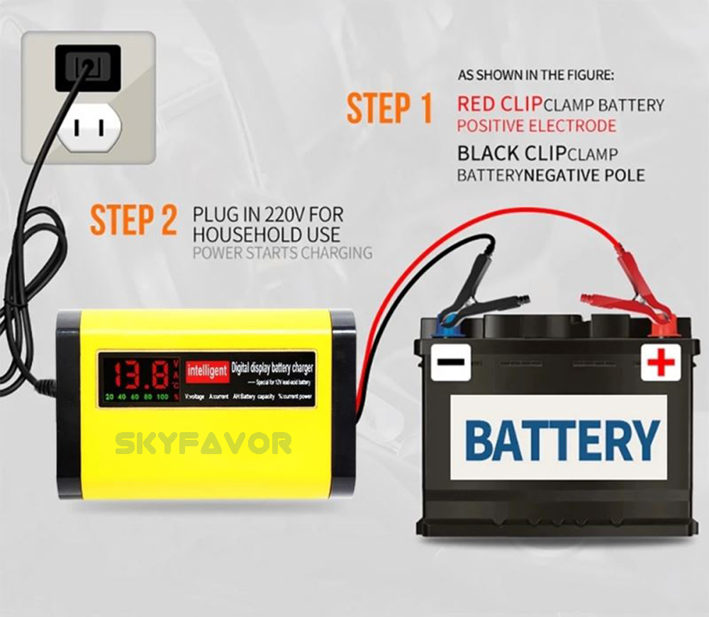 12V 2A Automatic Car Battery Charger for Baby Toy Car Motorcycle LED Display Smart Charger for AGM/GEL Lead Acid Battery Charger