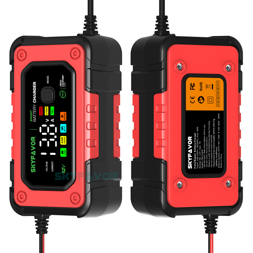 Wholesale Automatic 12v Battery Charger 12V 7A Smart Lifepo4 and Lead Acid Trickle Universal Fast Motorcycle Car Battery Charger