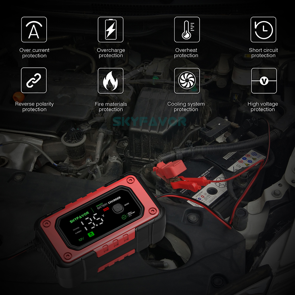 Wholesale Automatic 12v Battery Charger 12V 7A Smart Lifepo4 and Lead Acid Trickle Universal Fast Motorcycle Car Battery Charger