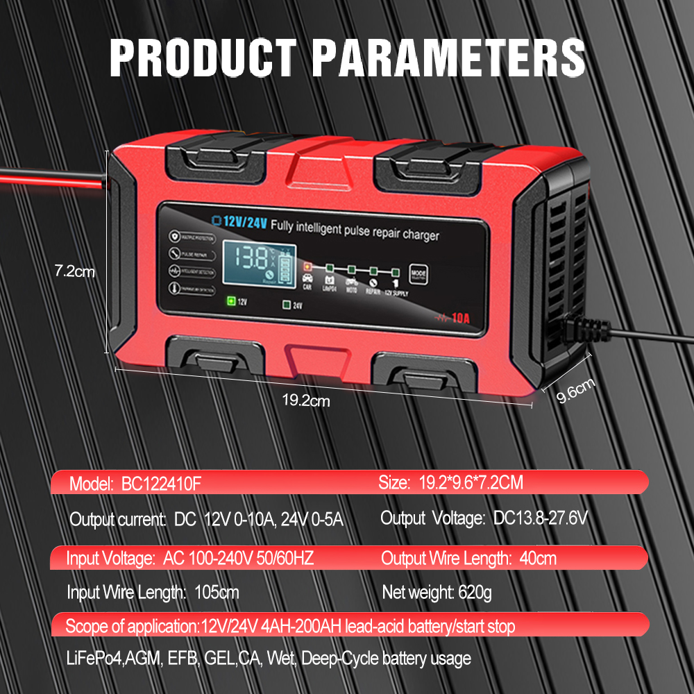 Trending Products 12v 24v Battery Charger 12v 24v Automatic GEL AGM EFB Lead Acid Battery Charger with 12 VOLT Power Supply