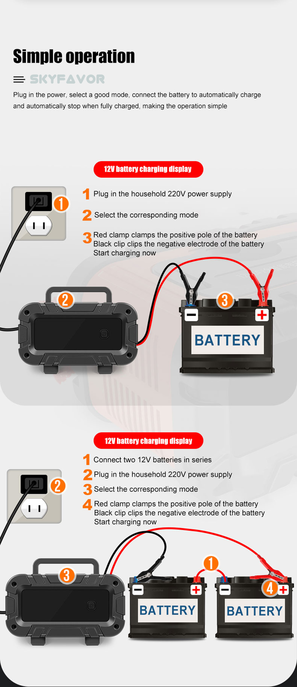 New Professional Automatic Car Battery Charger 12V 20A Battery Charger for Cars Boats Lifepo4 Lead Acid Intelligent for Car Boat