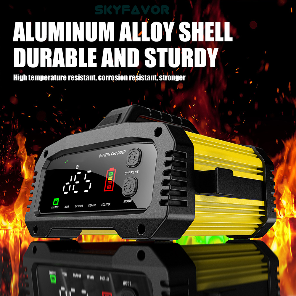Latest Smart 12V 24V Car Battery Charger Automatic Adjustable Car Charger Universal Charger for Lead-Acid LiFePO4 Batteries