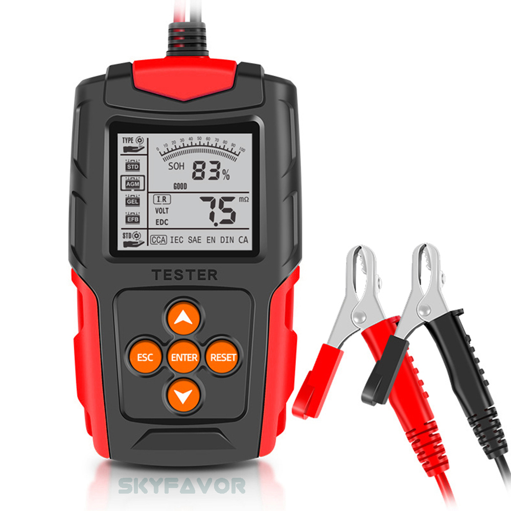 Universal 12V 24V Digital Automotive Battery Tester CCA Analyzer for Cars Trucks Motorcycles Battery with High-Capacity Testing