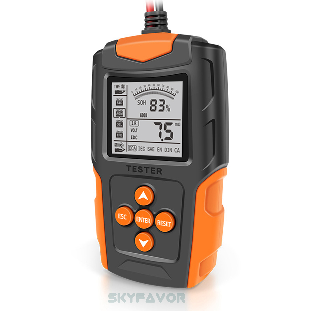 Universal 12V 24V Digital Automotive Battery Tester CCA Analyzer for Cars Trucks Motorcycles Battery with High-Capacity Testing