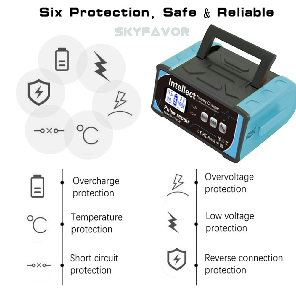 Trending 12V 24V Battery Charger 12V 24V 11A 7A EFB AGM GEL Pulse Repair Lead Acid Battery Charger for Car Heavy Duty Truck Bat