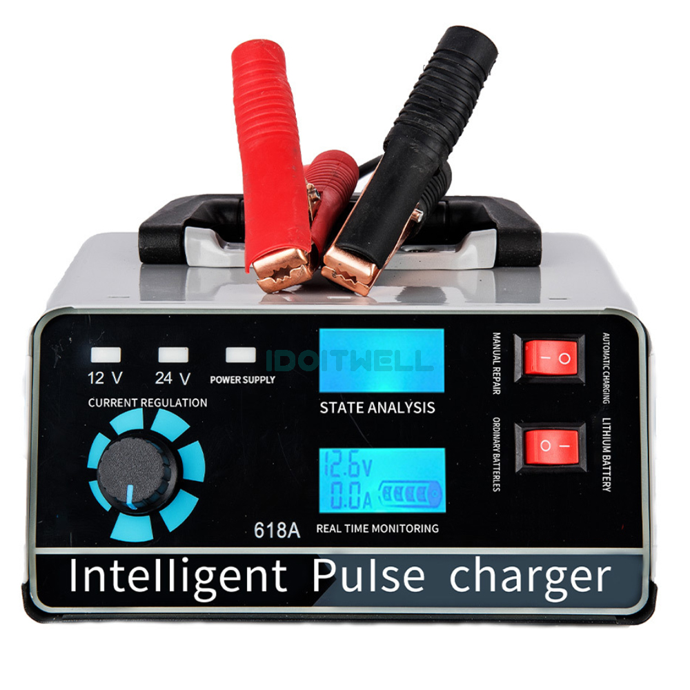 Trending Universal 12V 24V Battery Charger 12V 24V 30A 15A Adjustable Current Lead Acid Lithium Battery Charger & Pulse Repair