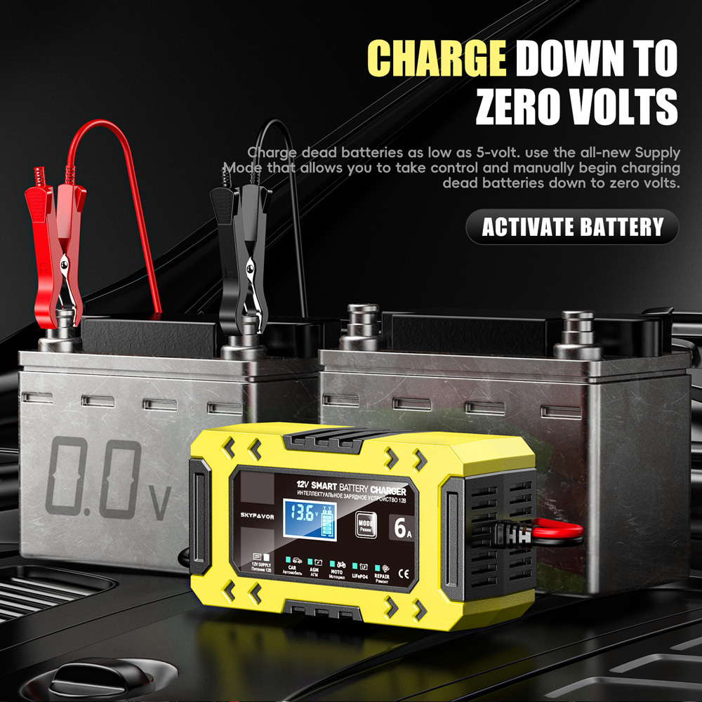 New Arrival 12V 6A Car Battery Charger 12V 6A Smart Multi-function Universal Power Supply and Lifpo4 Lead Acid Battery Charger