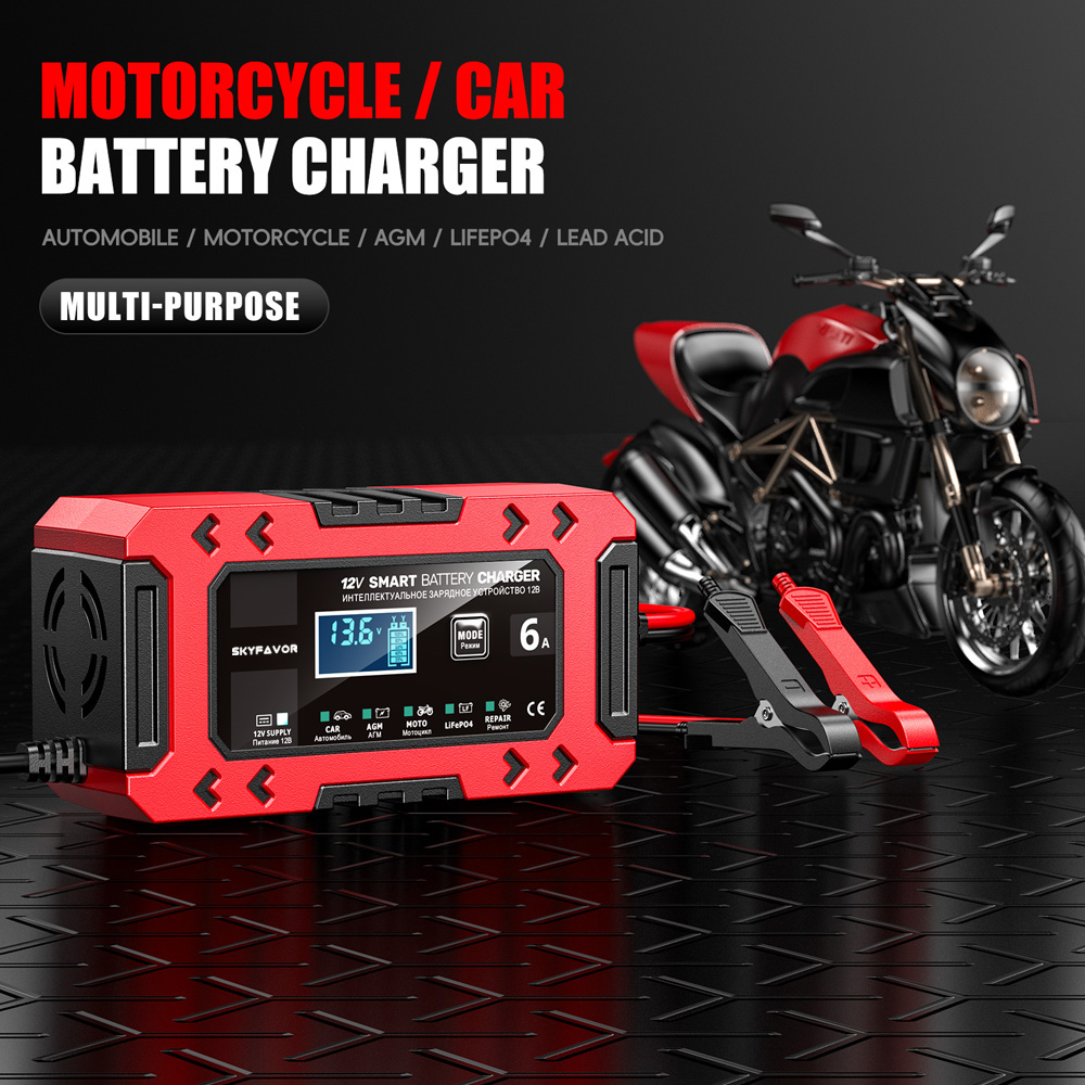 New Arrival 12V 6A Car Battery Charger 12V 6A Smart Multi-function Universal Power Supply and Lifpo4 Lead Acid Battery Charger