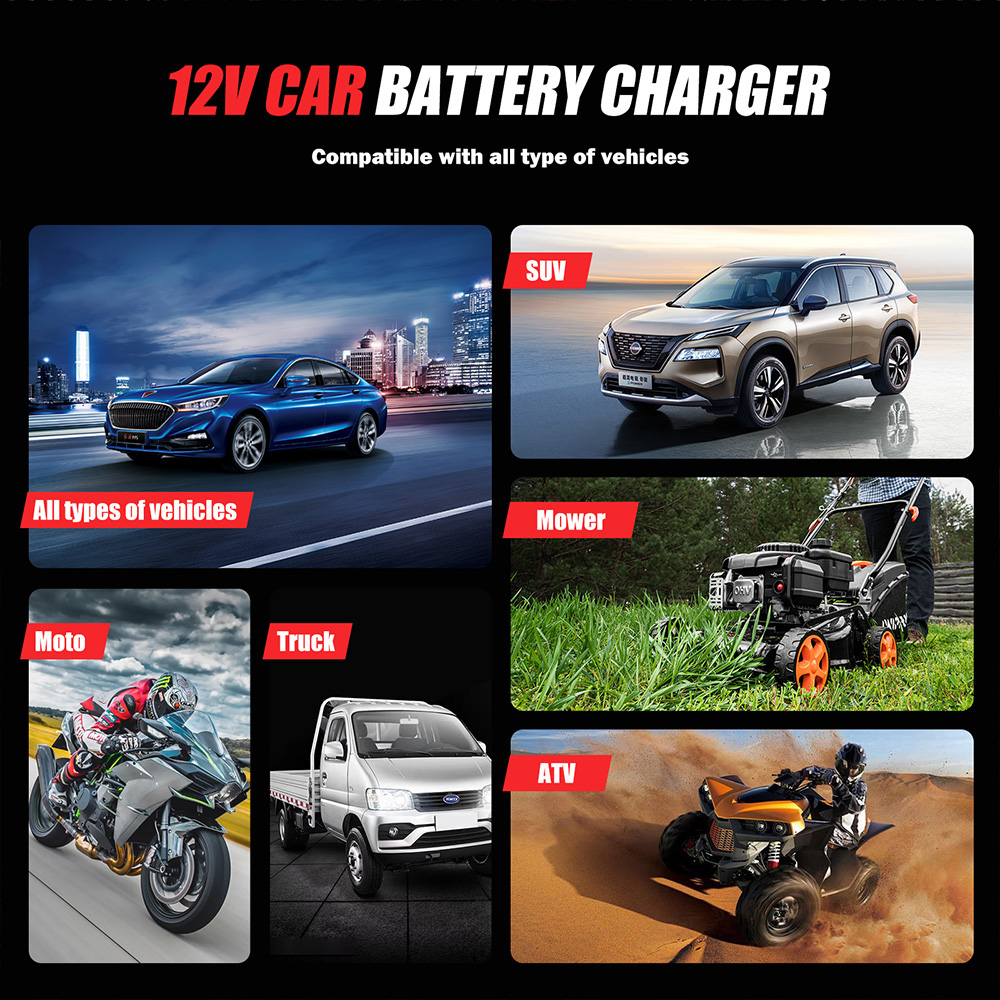 New Arrival 12V 6A Car Battery Charger 12V 6A Smart Multi-function Universal Power Supply and Lifpo4 Lead Acid Battery Charger