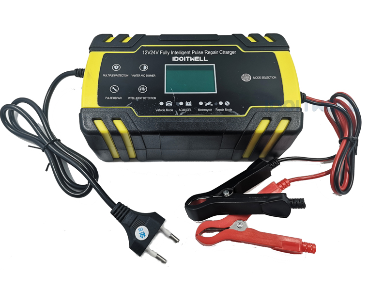 12v 24v Automatic Car Battery Charger AGM GEL WET Fast Charger 12V 8A 24V 4A Intelligent Pulse Repair Lead Acid Battery Charger