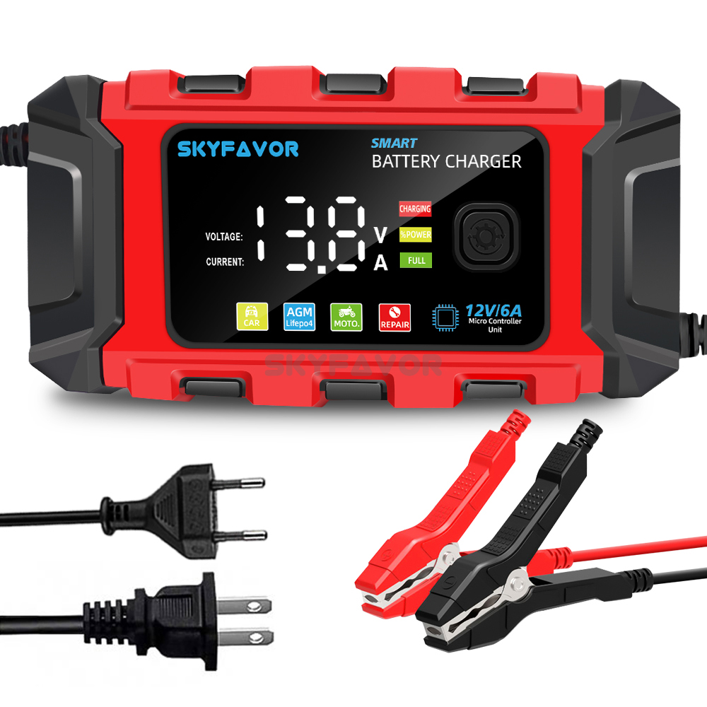 New Product12V 6A Automatic Car Battery Charger Automatic Maintenance Free Deep Cycle for Lead Acid 12V Motorcycle & Car Charger