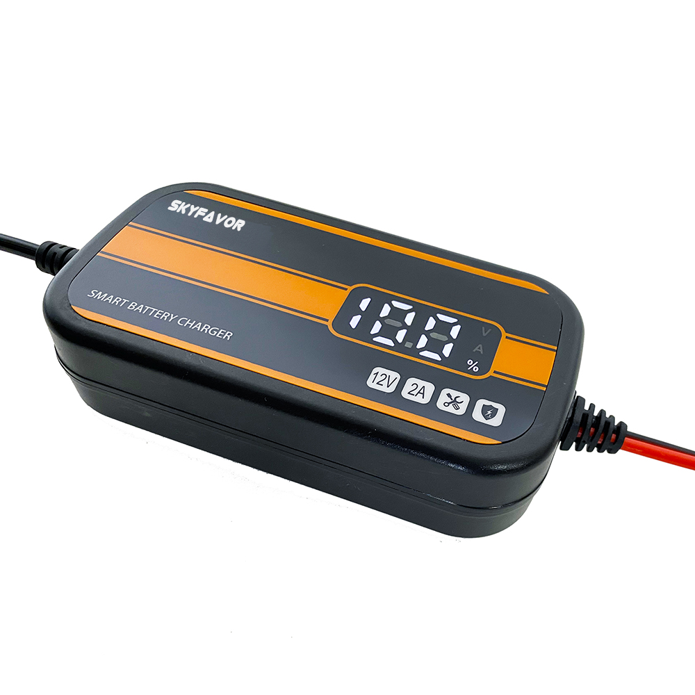 Hot Selling Smart Car Battery Charger 12V 2A Digital Display Automatic Battery Charger for Lead Acid Car and Motorcycle Toys