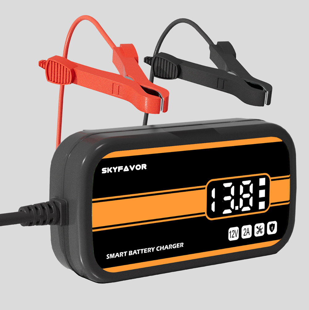 Hot Selling Smart Car Battery Charger 12V 2A Digital Display Automatic Battery Charger for Lead Acid Car and Motorcycle Toys