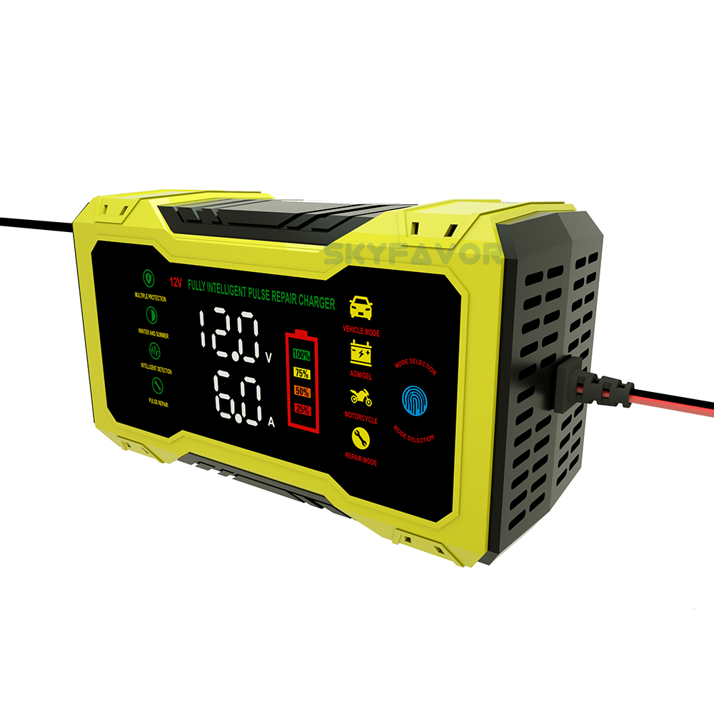 Latest 12V 6A Car Battery Charger - Voltage & Current Dual Display for Gel AGM Lead Acid Compatible with Car Motorcycle Charger