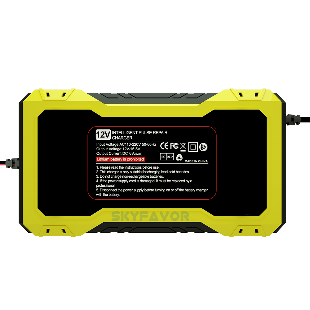 Latest 12V 6A Car Battery Charger - Voltage & Current Dual Display for Gel AGM Lead Acid Compatible with Car Motorcycle Charger