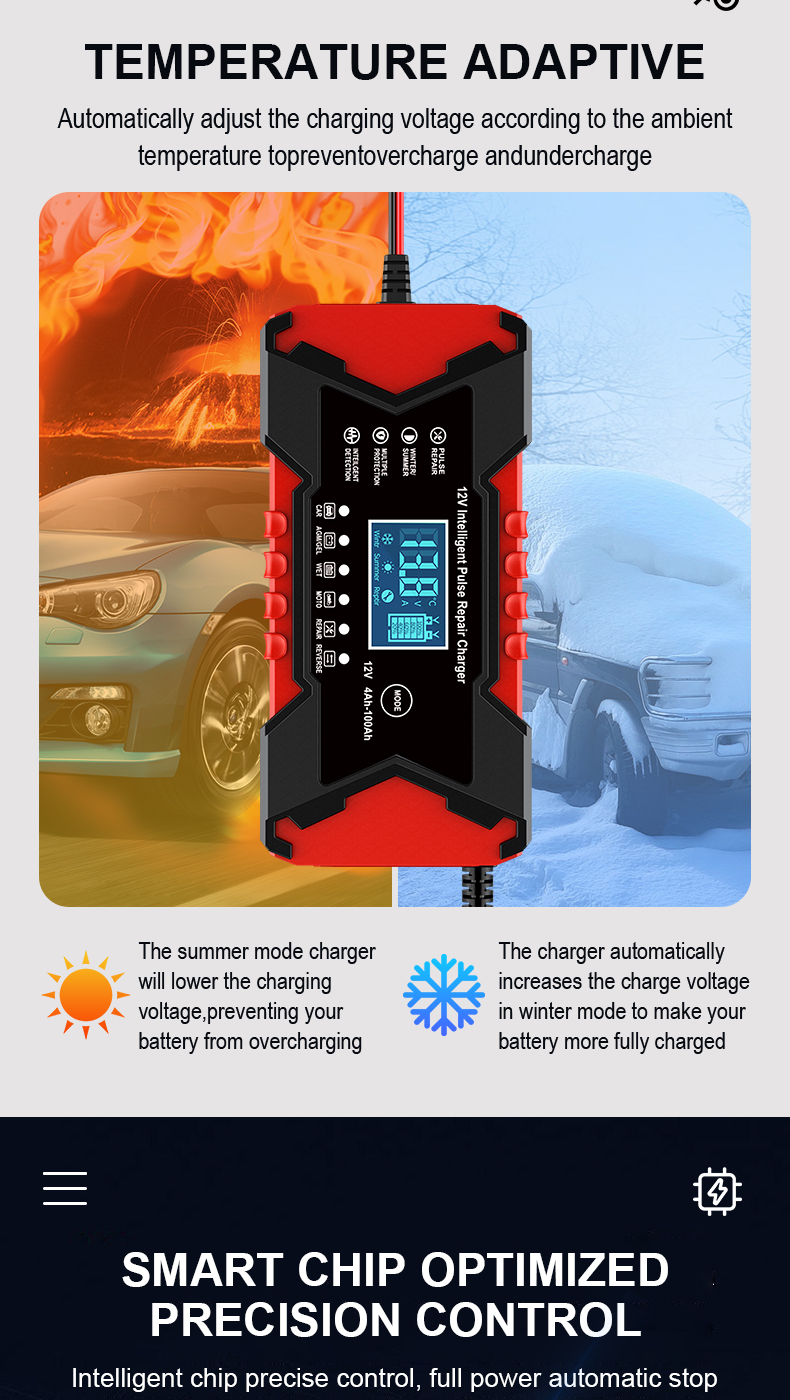New Arrival Automatic Car Battery Charger 12V 6A Smart Charger for Lead Acid Gel AGM EFB - Deep Cycle Charger for Car Motorcycle