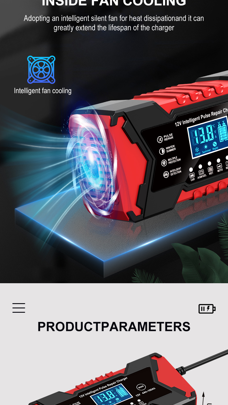 New Arrival Automatic Car Battery Charger 12V 6A Smart Charger for Lead Acid Gel AGM EFB - Deep Cycle Charger for Car Motorcycle