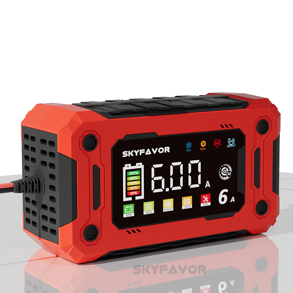 Smart 12V 6A Car Battery Charger Universal for Motorcycle Car Industrial Electric Tool Lifepo4 Gel AGM Lead Acid Battery Charger