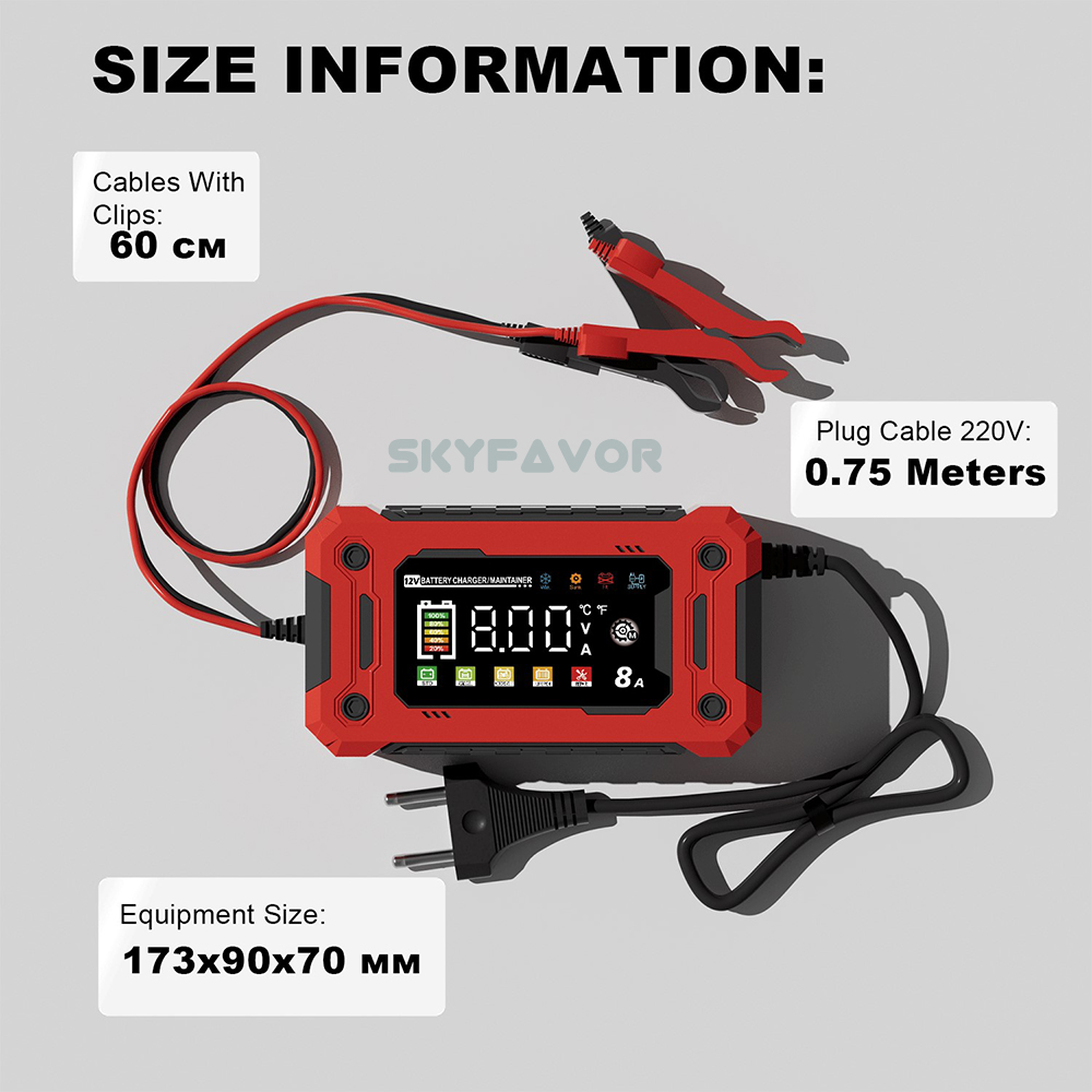 Smart 12V 6A Car Battery Charger Universal for Motorcycle Car Industrial Electric Tool Lifepo4 Gel AGM Lead Acid Battery Charger