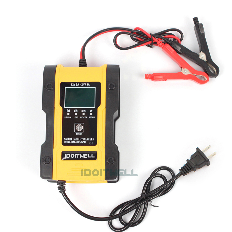 Smart Portable Car Battery Charger 12V24V Automatic Universal Fast Charging Suitable for Motorcycle Lead-Acid LiFePO4 Batteries