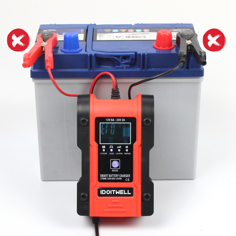 Smart Portable Car Battery Charger 12V24V Automatic Universal Fast Charging Suitable for Motorcycle Lead-Acid LiFePO4 Batteries