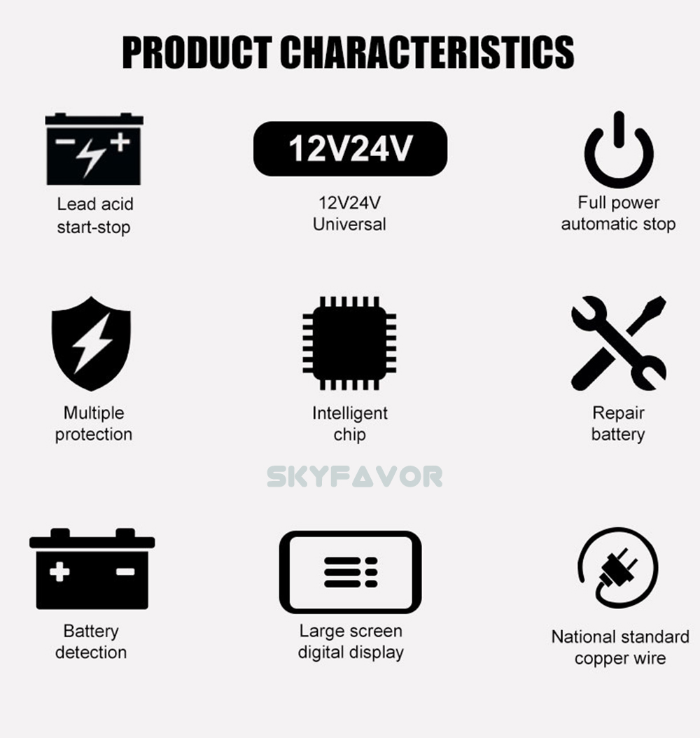 Automatic 12V 24V Battery Charger 12V 24V 10A Smart Fast Lifepo4 AGM GEL Trickle Universal Truck Motorcycle Car Battery Charger