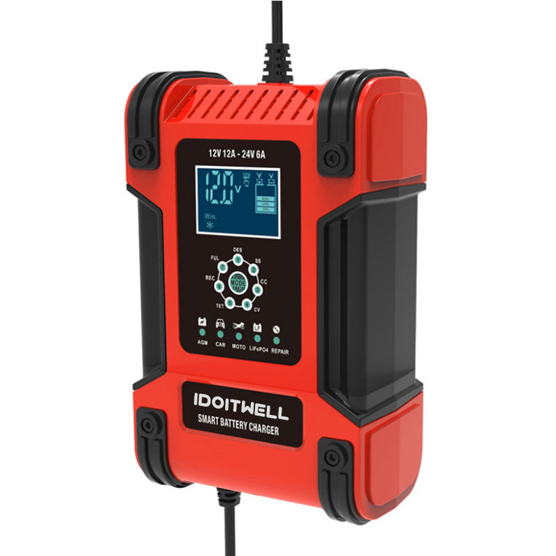 Trending Truck Car Battery Charger 12V 24V 12A 6A Automatic Smart Universal Lifepo4 and EFB GEL AGM Lead Acid Battery Charger