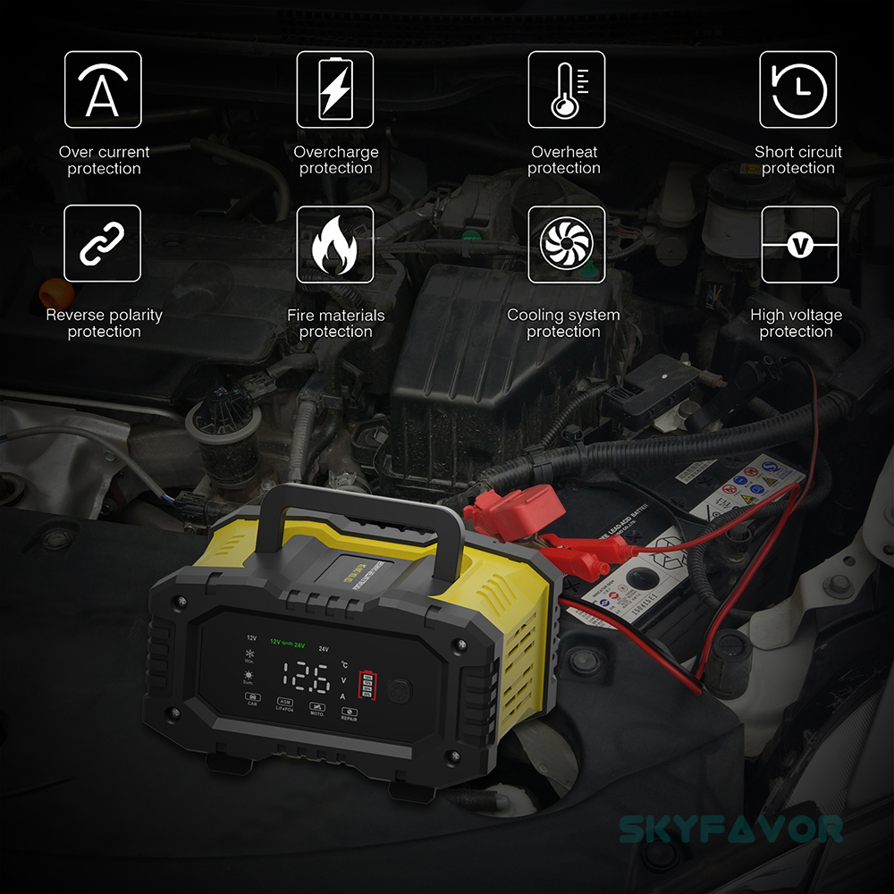 Trending Products Car Battery Charger 12V 24V 10A Automatic Universal Lifepo4 Lead Acid Battery Charger with Pulse Repair