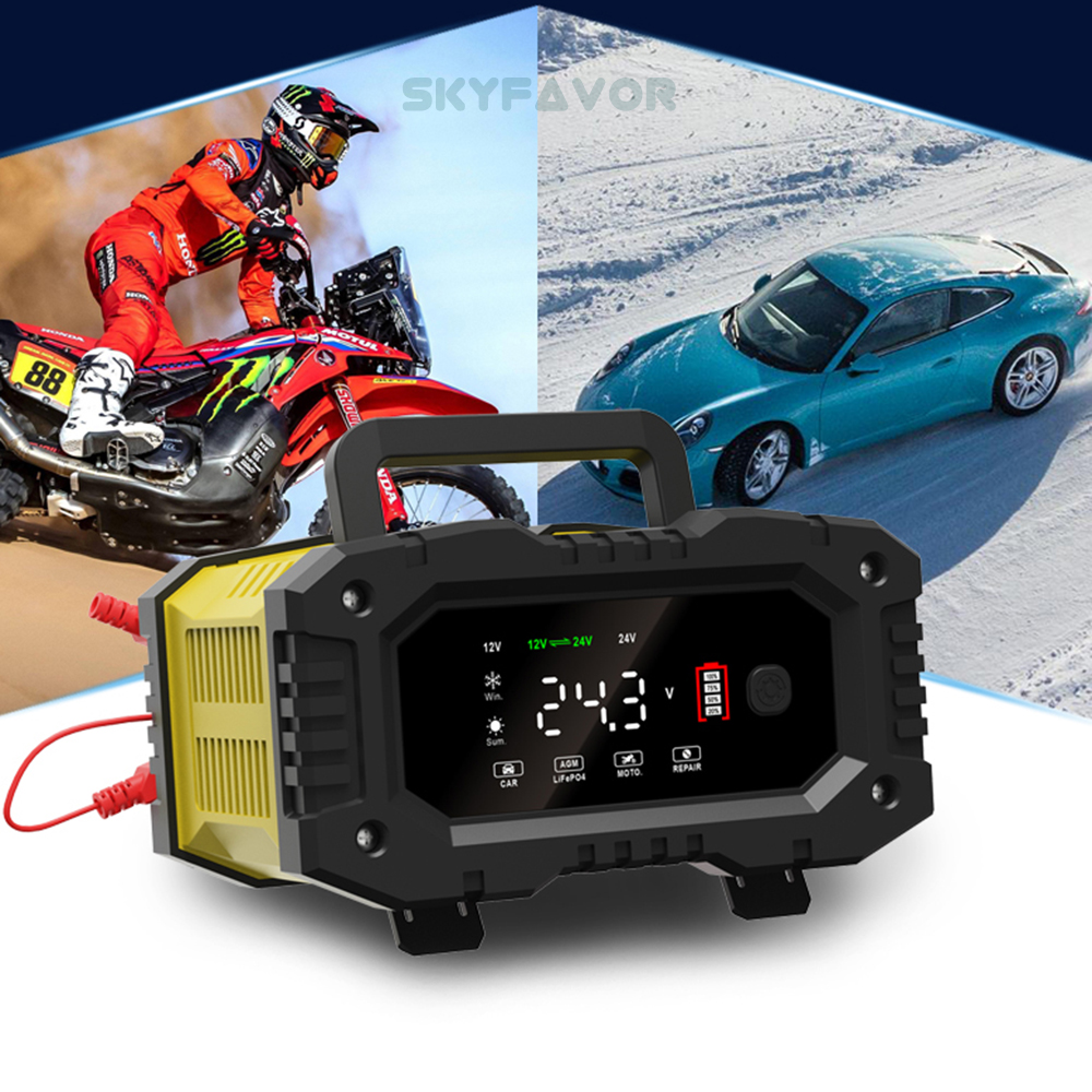 Trending Products Car Battery Charger 12V 24V 10A Automatic Universal Lifepo4 Lead Acid Battery Charger with Pulse Repair