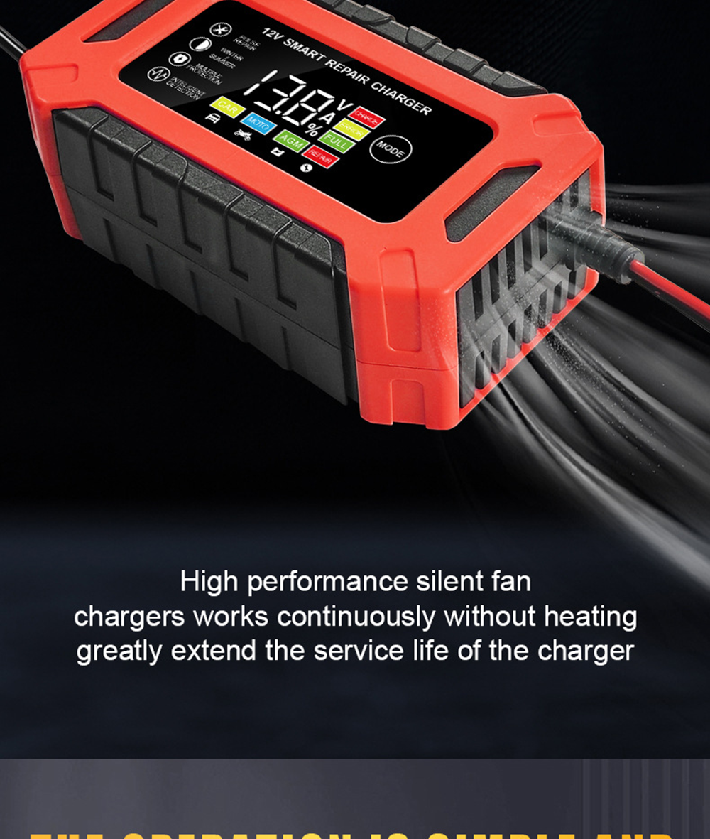 New Product Lead Acid Battery Charger 12V 6A New Arrival Lead Acid Gel Agm Smart Automatic Motorcycle Car Battery Charger