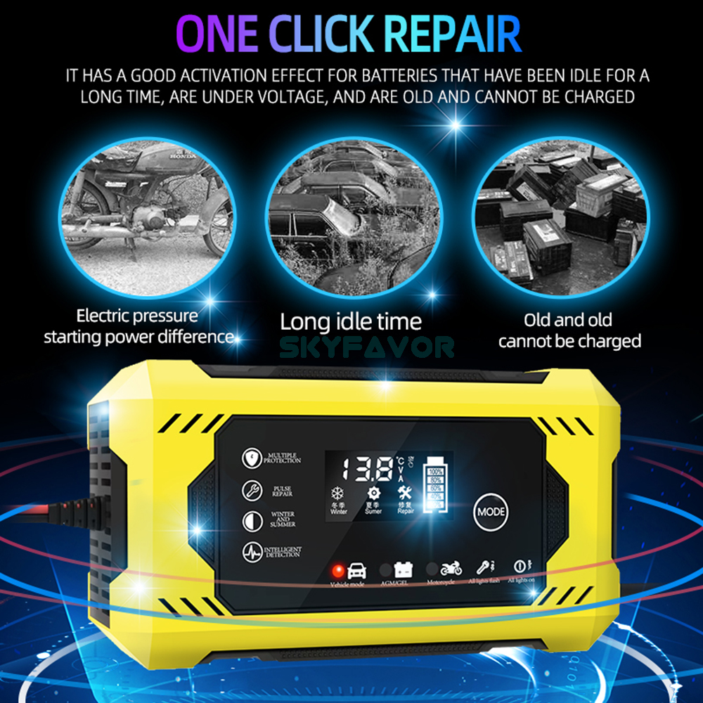Best Selling Pulse Repair Battery Charger 12V 6A Automatic Fast Deep Cycle Gel Agm Lead Acid Car Battery Desulfator Charger