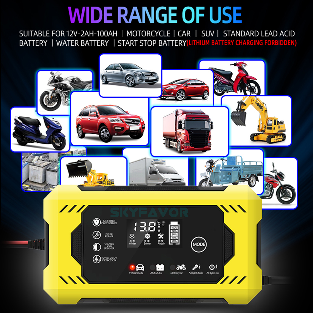 Best Selling Pulse Repair Battery Charger 12V 6A Automatic Fast Deep Cycle Gel Agm Lead Acid Car Battery Desulfator Charger