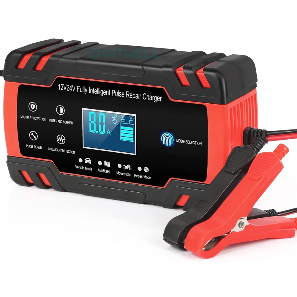 Smart 12V 24V Motorcycle Golf Car Battery Charger Desulfator Lead Acid Battery Charger Maintainer Pulse Repair Battery Charger