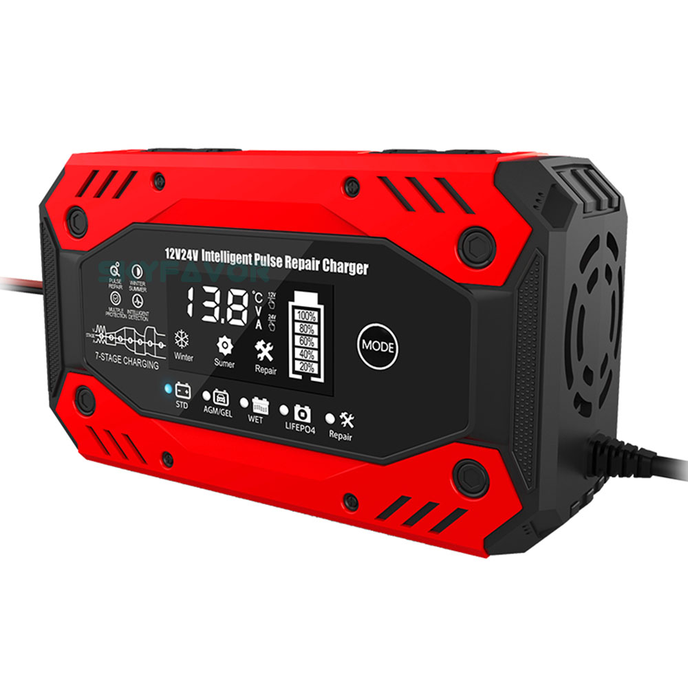 Lead Acid Lifepo4 12volt 50ah Battery Charger 12V 24V 10A Multi-function Universal LFP AGM GEL ARM Pulse Repair Battery Charger