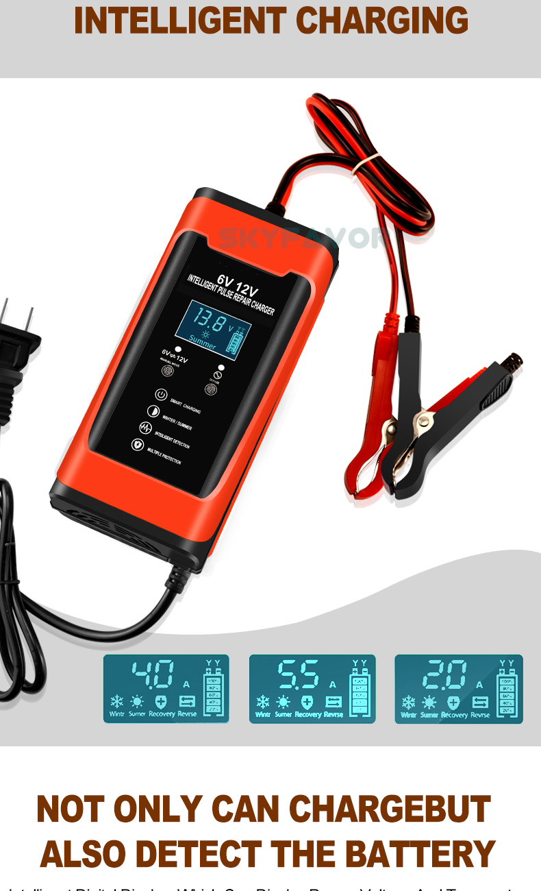 Fast Automatic 6V 12V Battery Charger 12V 6V 6A Universal Motorcycle Car Battery Charger for 12 Volt 6 Volt Lead Acid Battery