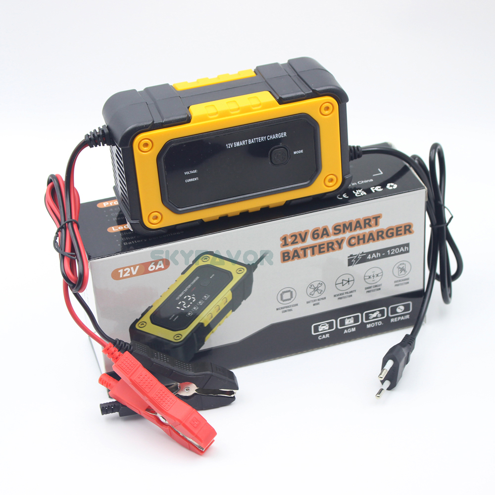 Hot Selling Pulse Repair Battery Charger 12V 6A SUV Motorcycle Car Battery Charger for 12 Volt Deep Cycle Lead Acid Battery