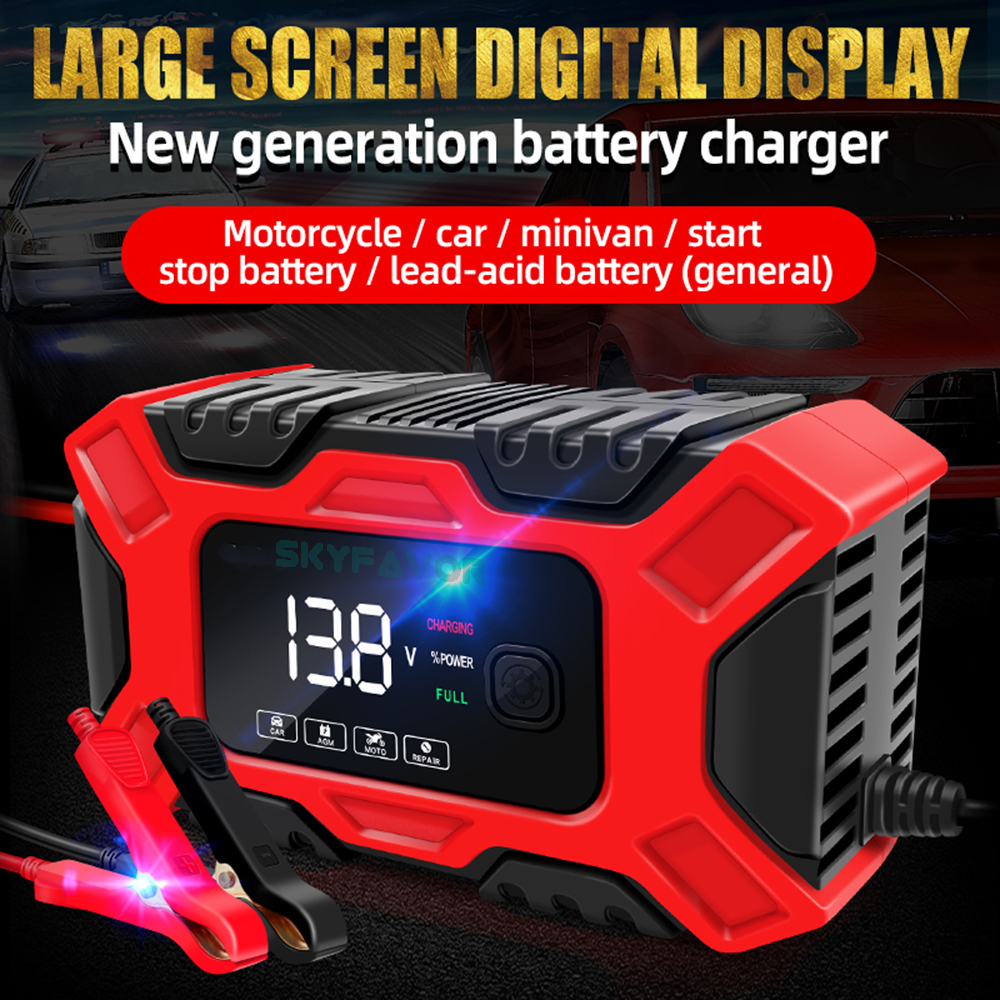 Newest Pulse Repair 12V Battery Chargers 12V 6A Automatic Intelligent Start Stop Pulse Repair Lead Acid 12 Volt Battery Charger