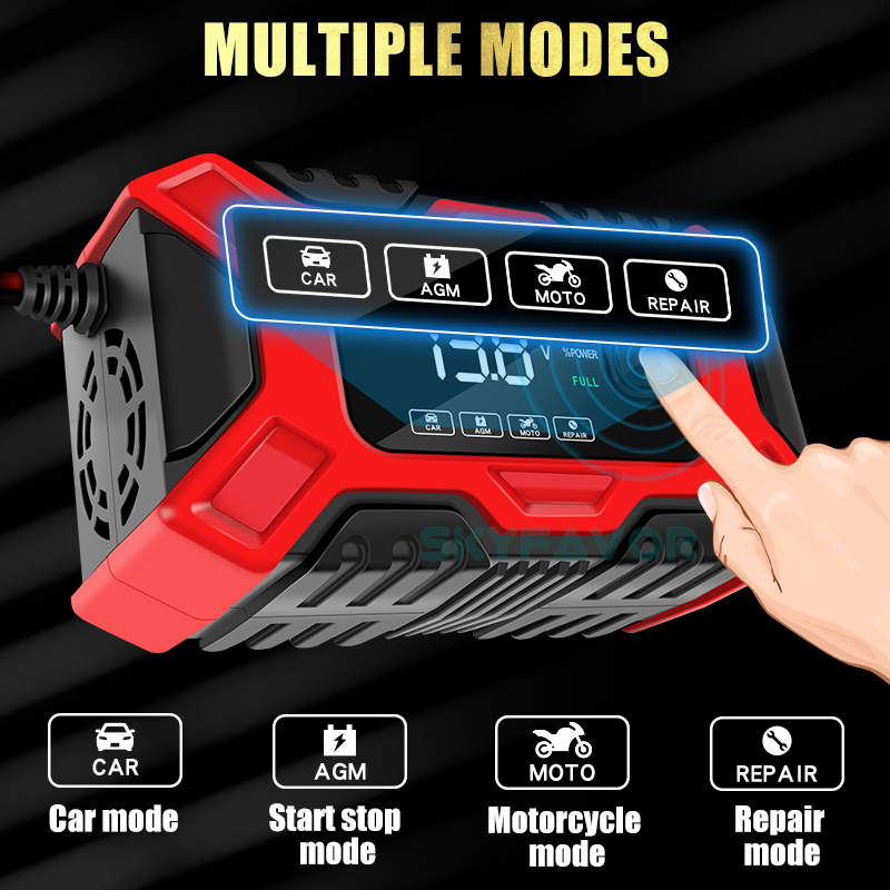 Newest Pulse Repair 12V Battery Chargers 12V 6A Automatic Intelligent Start Stop Pulse Repair Lead Acid 12 Volt Battery Charger