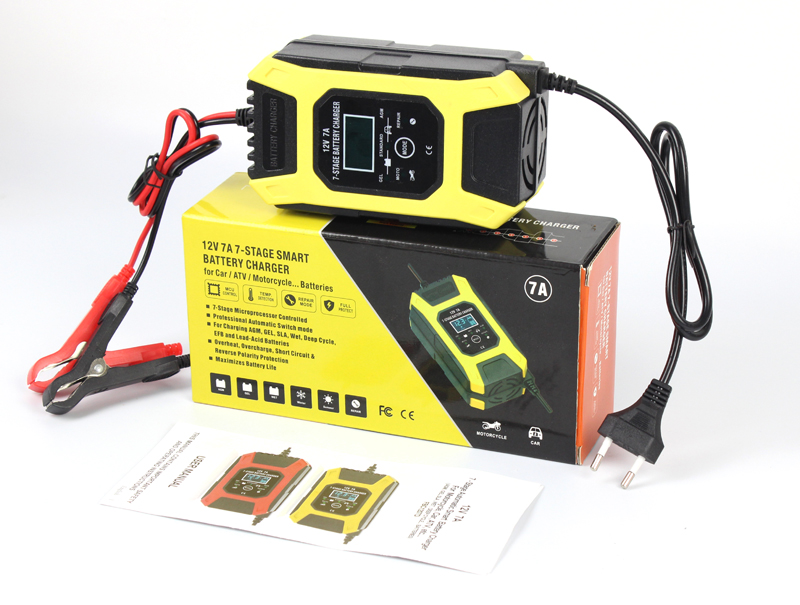 Automatic 7-stage Pulse Repair Battery Charger 12V 7A Motorcycle Car Battery Charger Lead Acid Battery Maintainer & Desulfator
