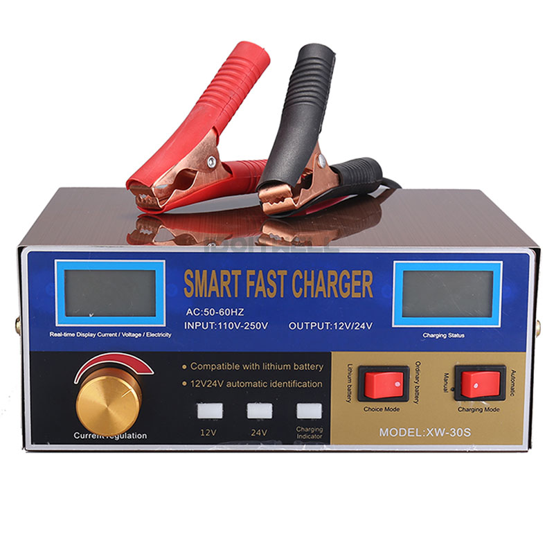 High Power Fast Truck Car Battery Charger 12V 18A 24V 15A Lead-Acid Maintenance-free Dry Water Gel Solar Li-ion Battery Charger