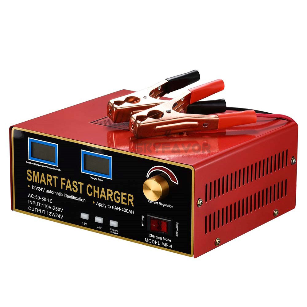 Universal 12V 24V Lead Acid Battery Charger 12V 23A 24V 18A LCD Display Current Adjustable Lead Acid Gel Solar Battery Charger