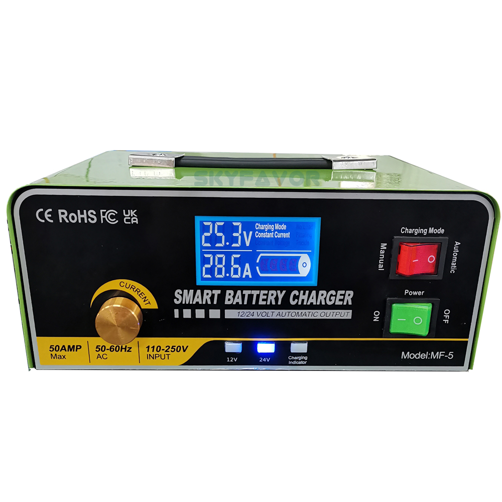 Newest Professional High Power Battery Charger 24V 30A 12V 50A Universal Automatic Lead Acid Rechargeable Pulse Battery Charger