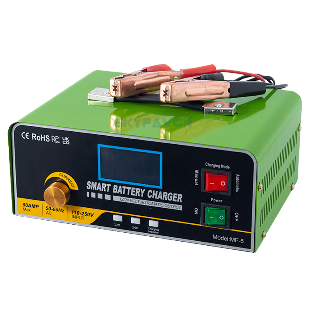 Newest Professional High Power Battery Charger 24V 30A 12V 50A Universal Automatic Lead Acid Rechargeable Pulse Battery Charger