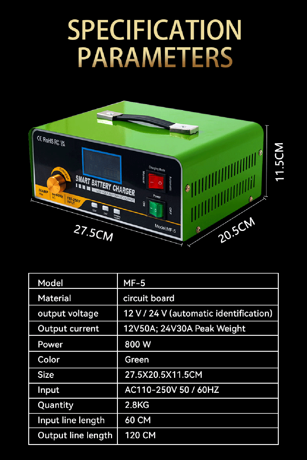 Newest Professional High Power Battery Charger 24V 30A 12V 50A Universal Automatic Lead Acid Rechargeable Pulse Battery Charger