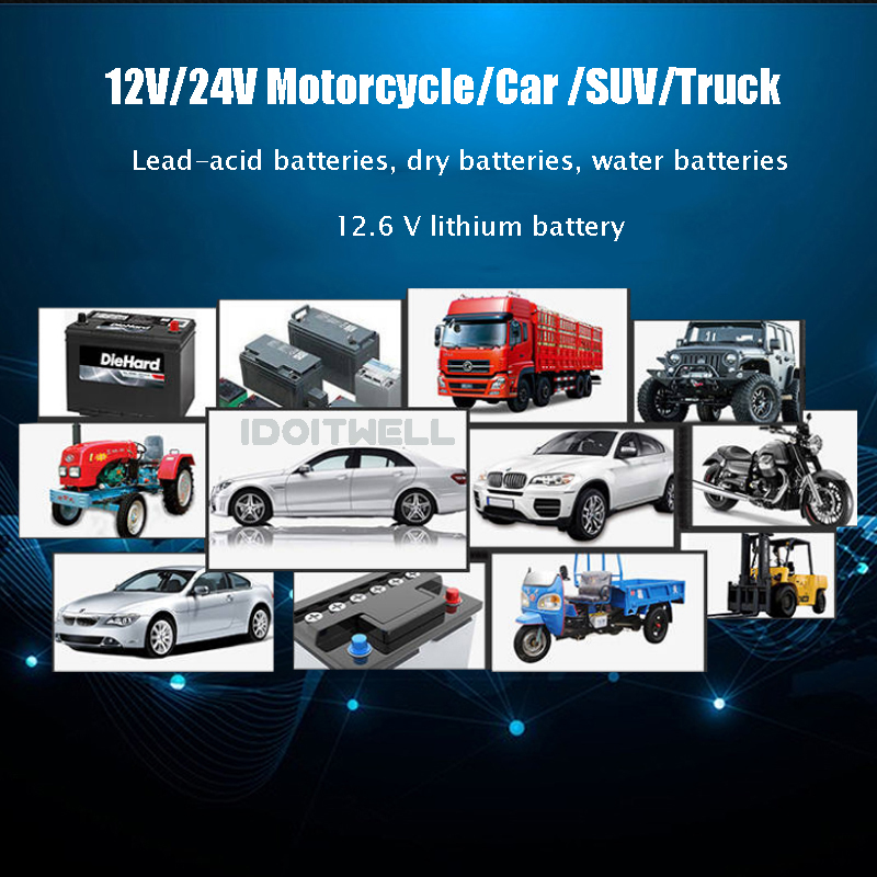 Adjustable Smart 12V 24V Battery Charger 12V 24V 10A Automatic Flooded Gel AGM Maintenance Free Deep Cycle Battery Charger