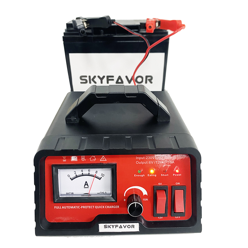 Fast Truck Motorcycle Car Battery Charger 6V 12V 10A Adjustable Flooded Gel AGM Maintenance Free Deep Cycle Battery Charger