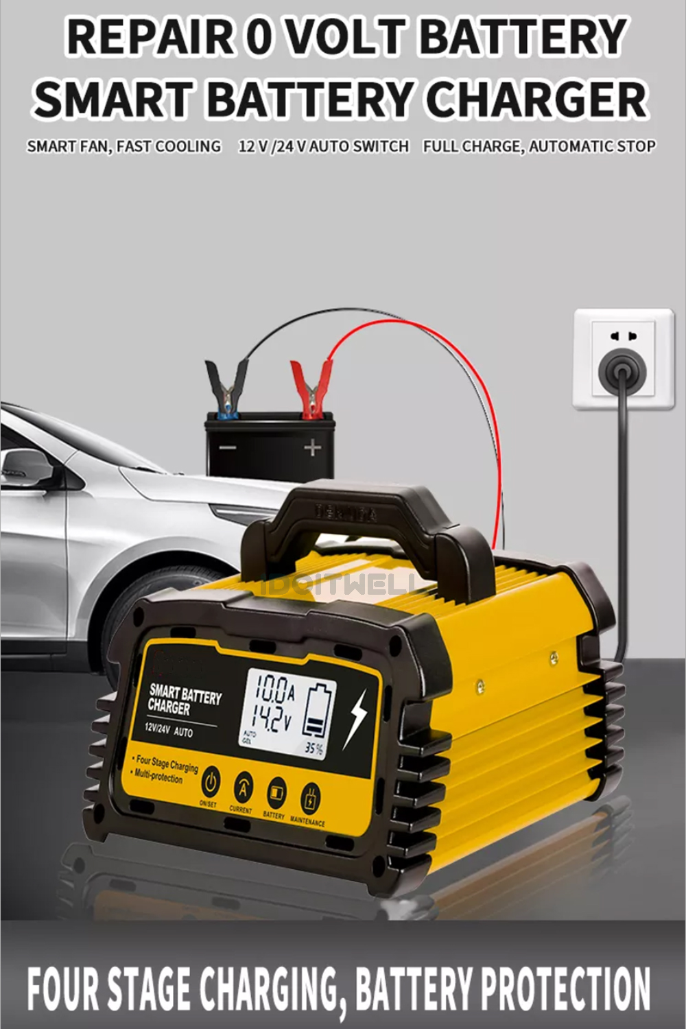 Automatic Motorcycle Car Battery Repair Charger 12V 6A 8A 10A 24V 6A Smart Maintainer Trickle Charger for Lead Acid Battery